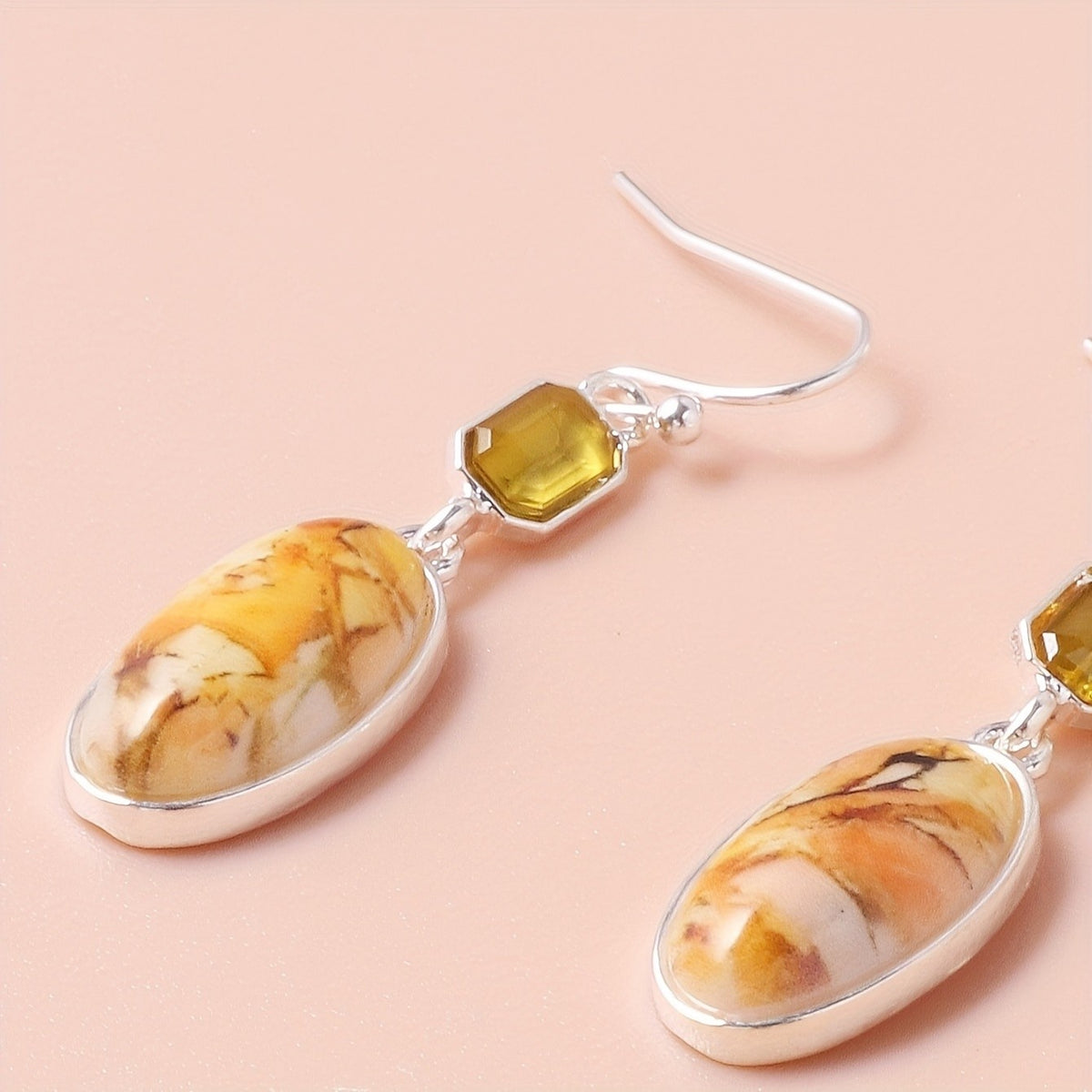 Amber Oval Drop Earrings