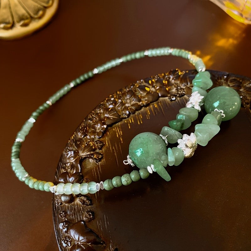 Green Stone Beaded Necklace