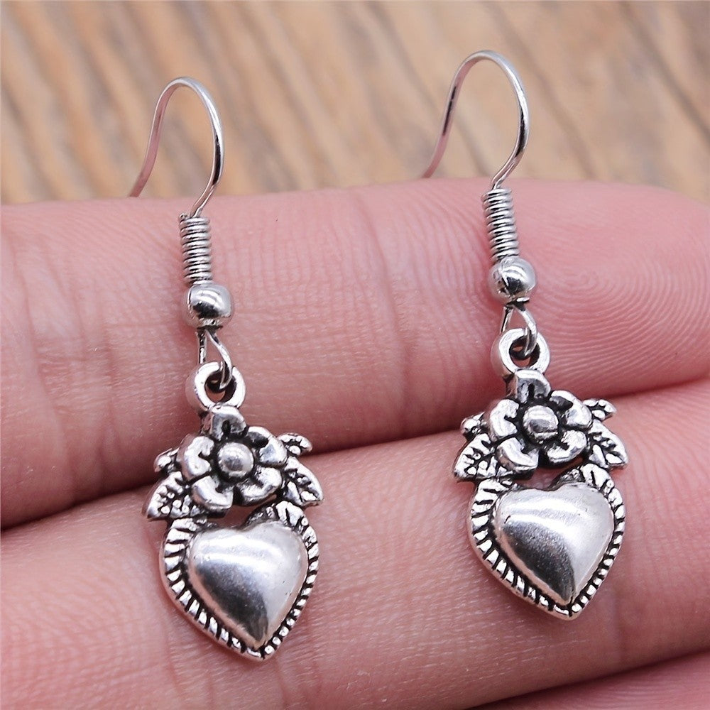 Floral Heart Drop Earrings
