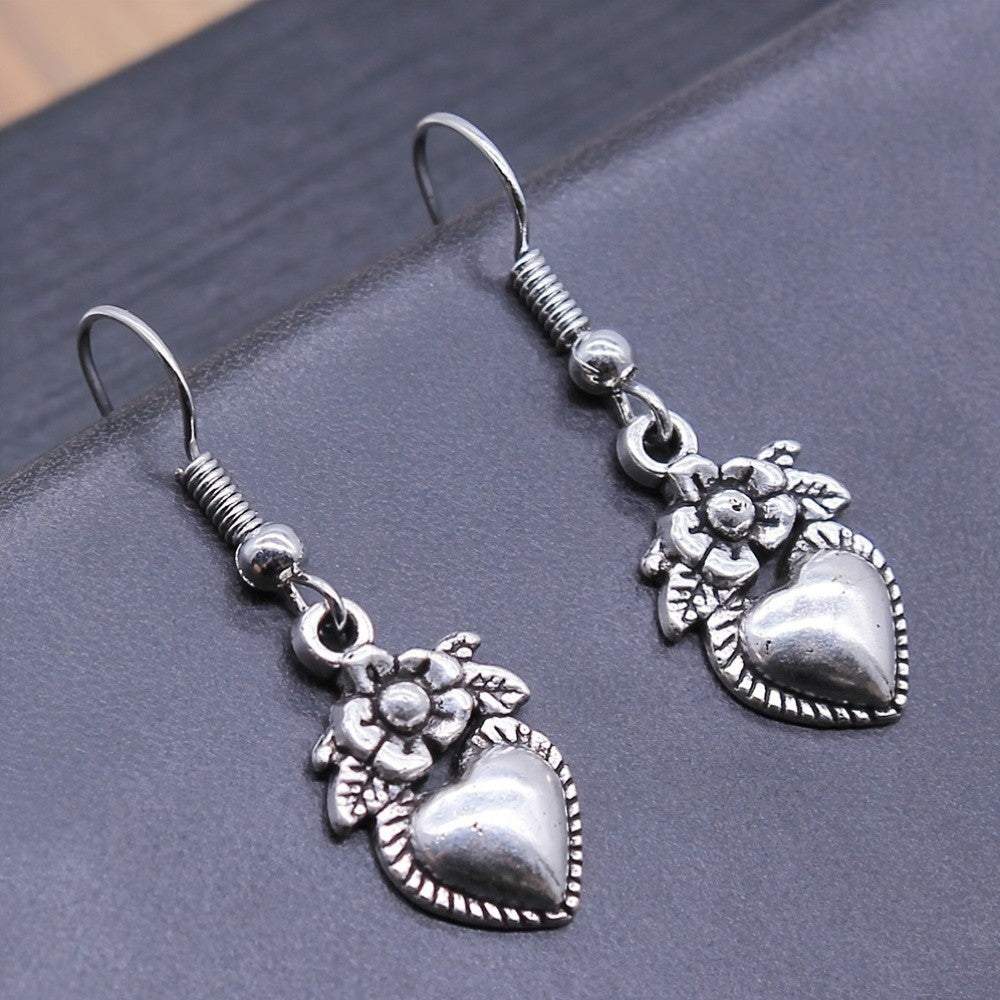 Floral Heart Drop Earrings
