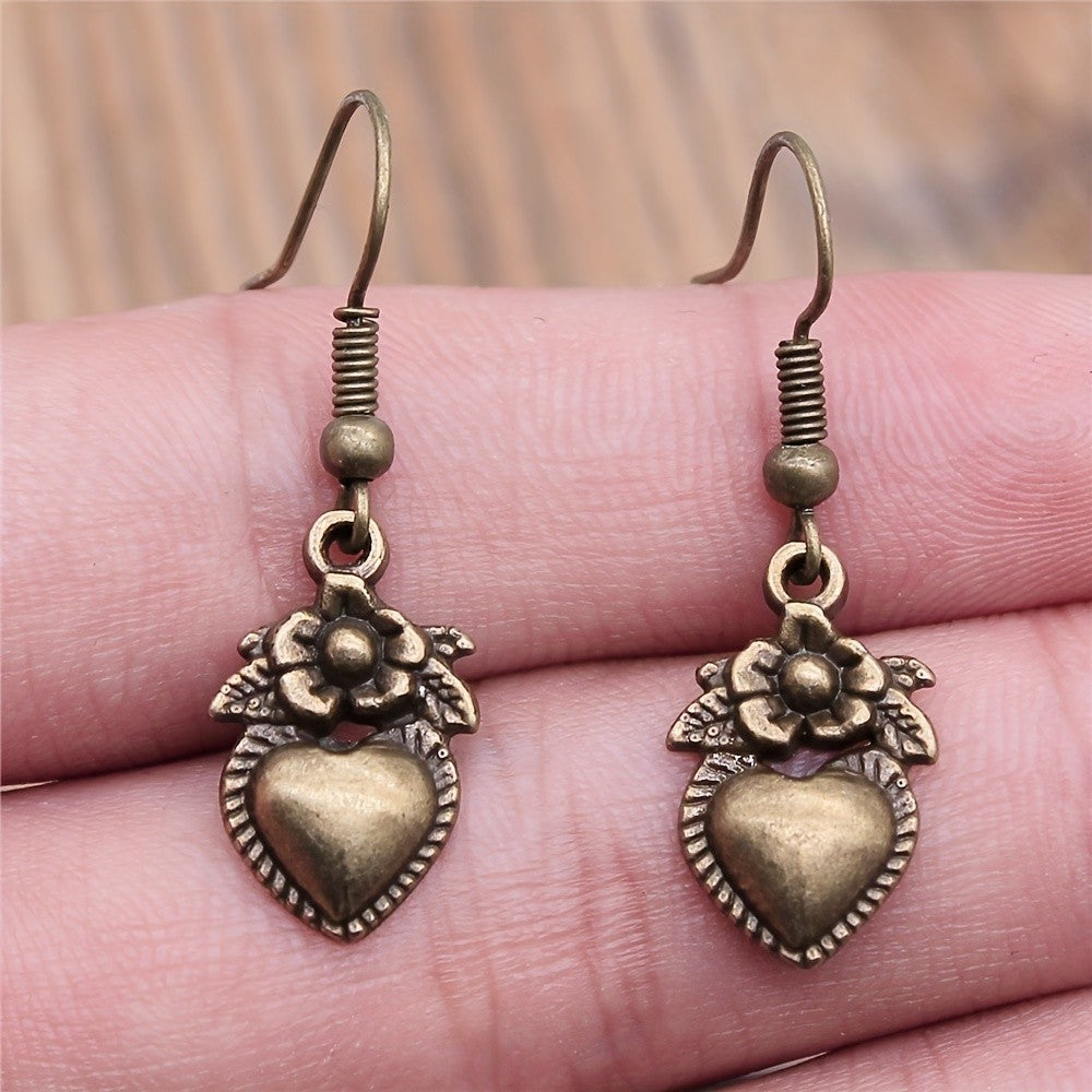 Floral Heart Drop Earrings