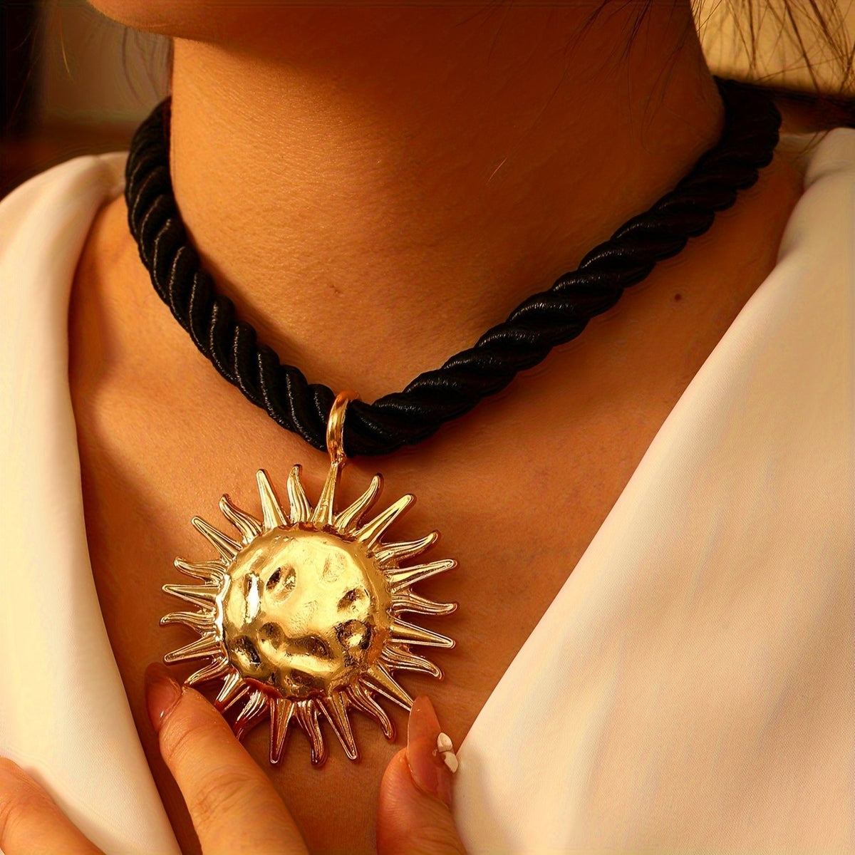 Sun Charm Pearl Necklace