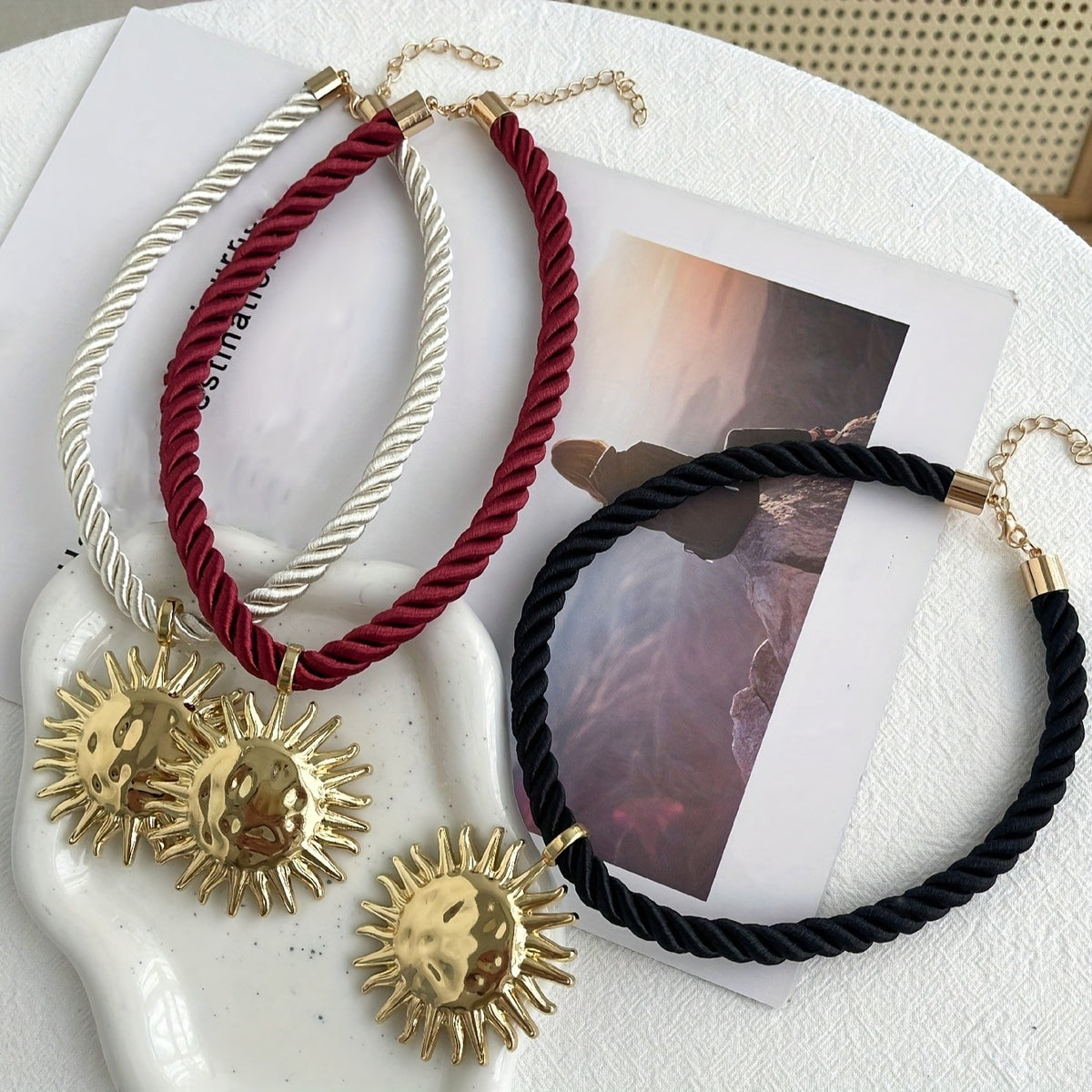Sun Charm Pearl Necklace