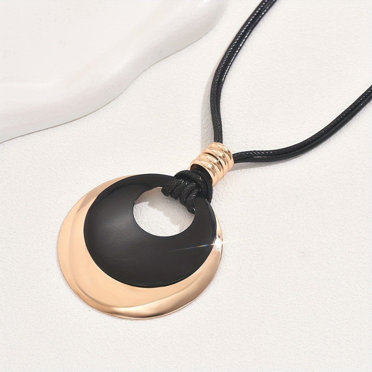 Hollow Disc Cord Necklace