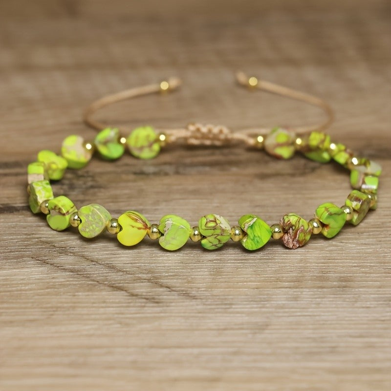 Colorful Stone Heart Rope Bracelet