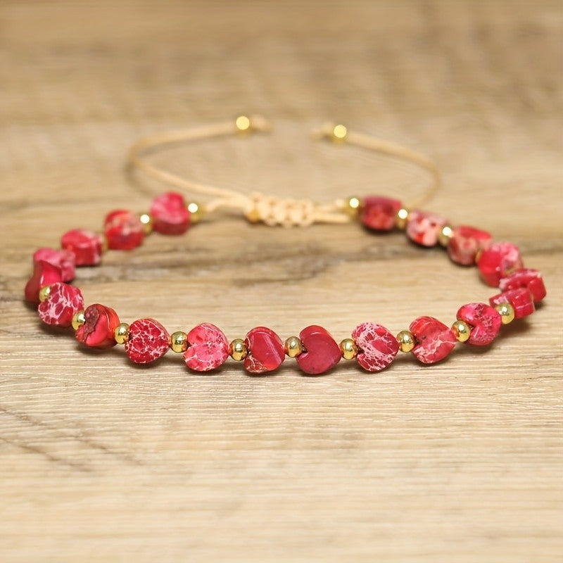 Colorful Stone Heart Rope Bracelet