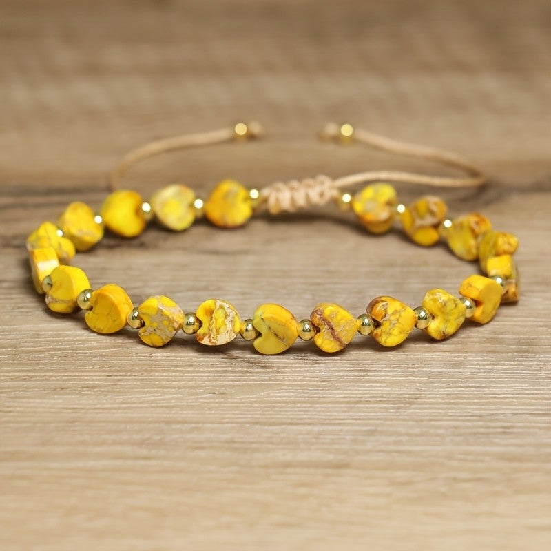 Colorful Stone Heart Rope Bracelet