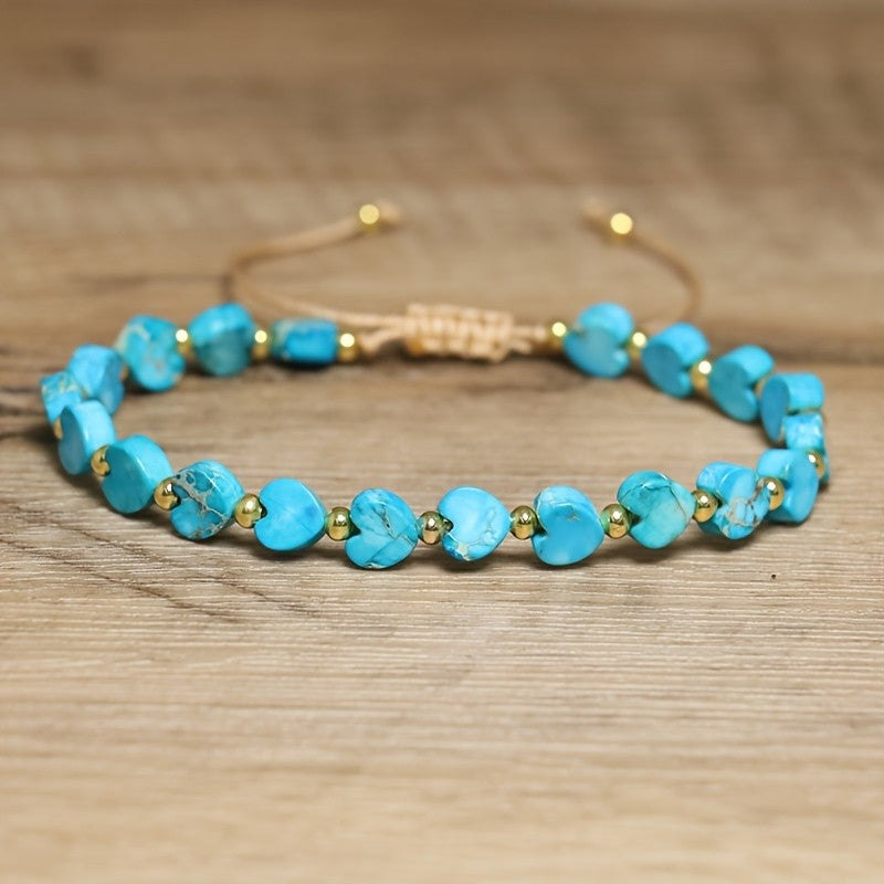 Colorful Stone Heart Rope Bracelet