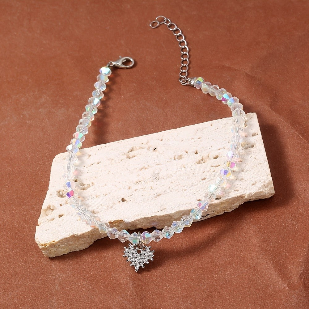 Crystal Heart Beaded Anklet