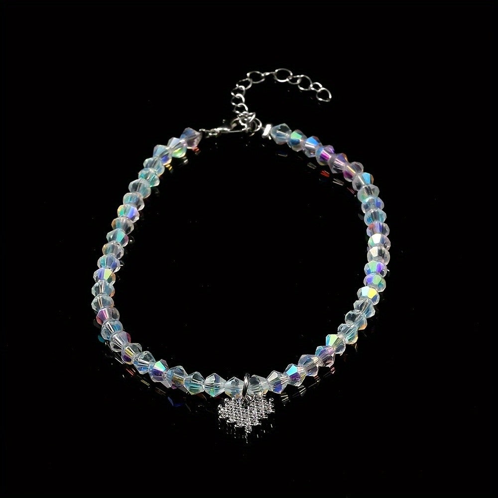 Crystal Heart Beaded Anklet