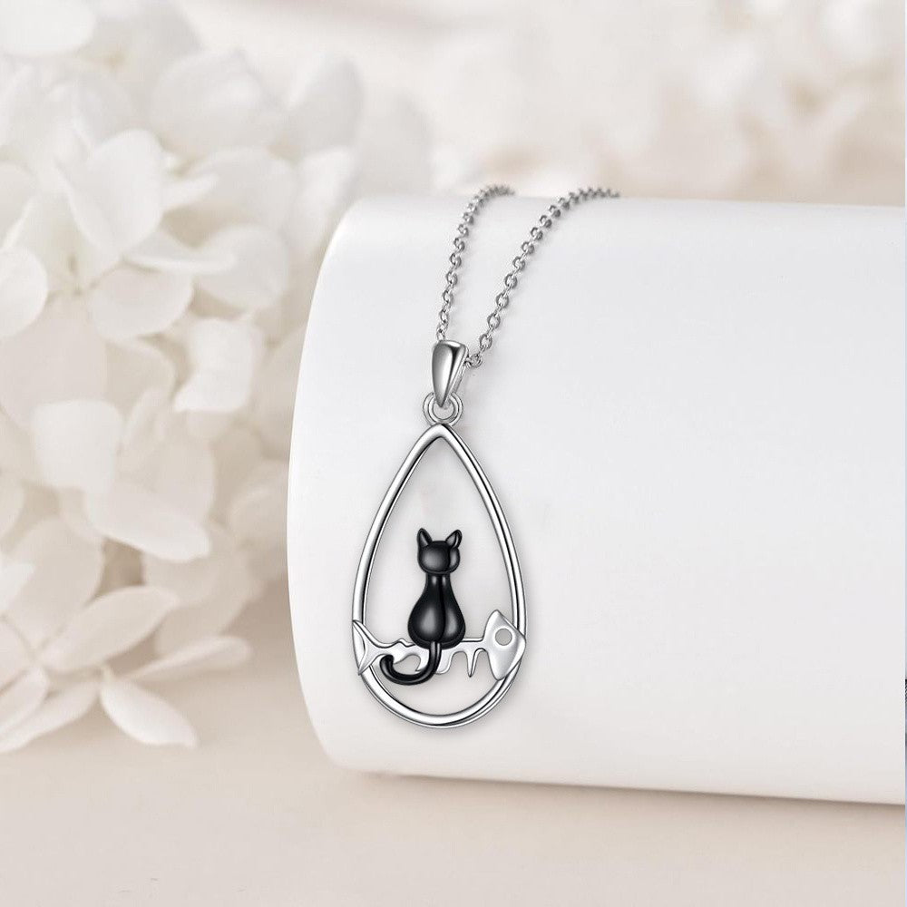 Black Cat Teardrop Jewelry Set
