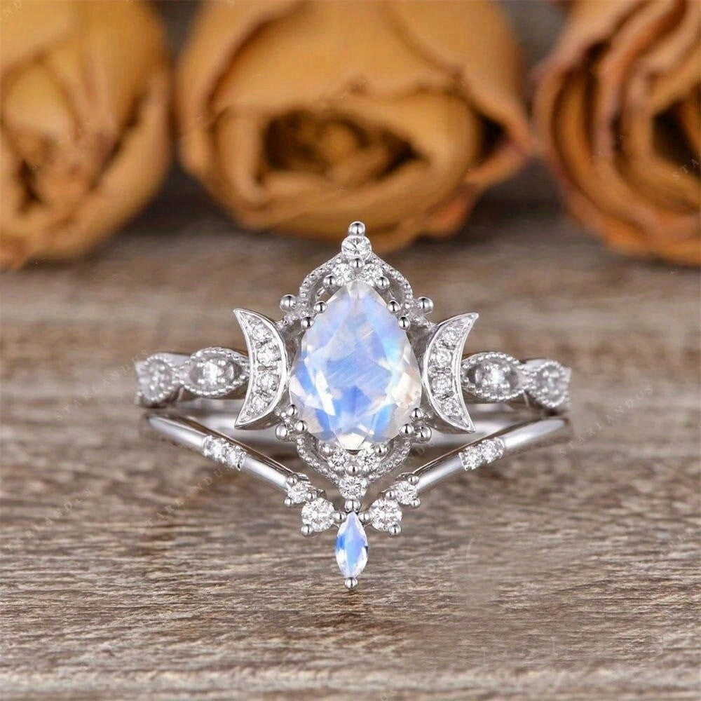 Moonstone Crescent Ring