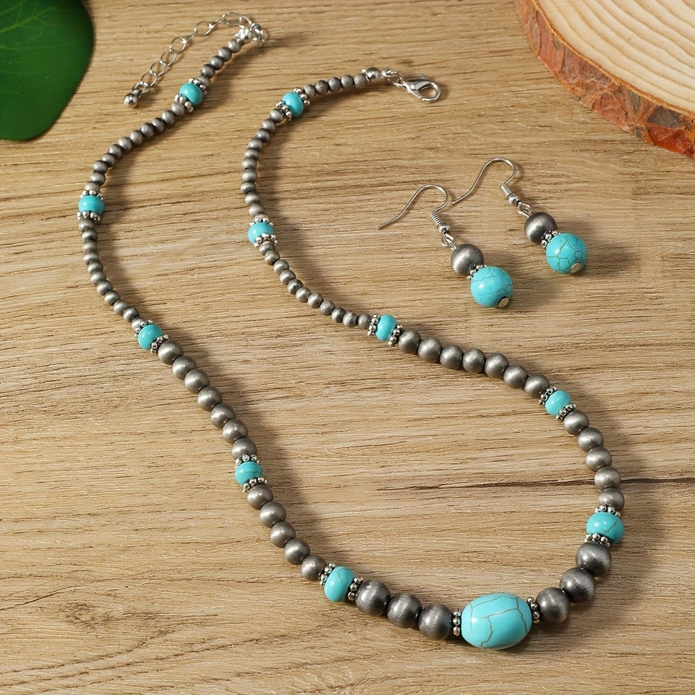 Turquoise Oval Beaded Necklace