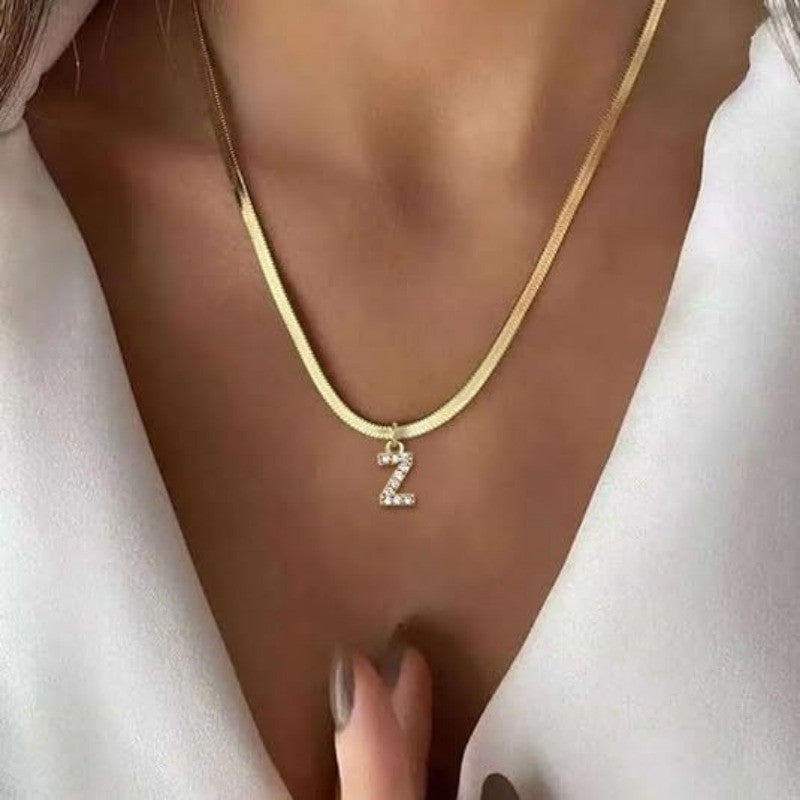 Crystal Initial Snake Chain Necklace