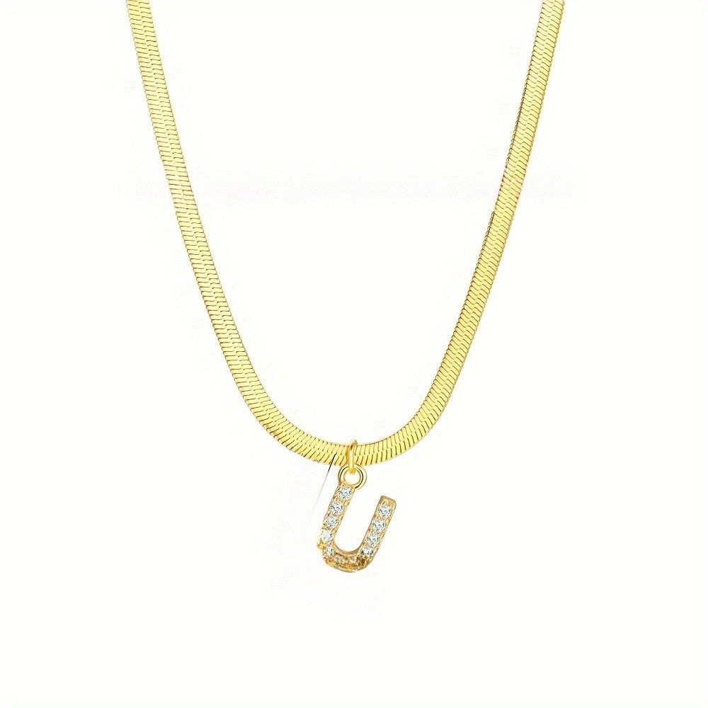 Crystal Initial Snake Chain Necklace