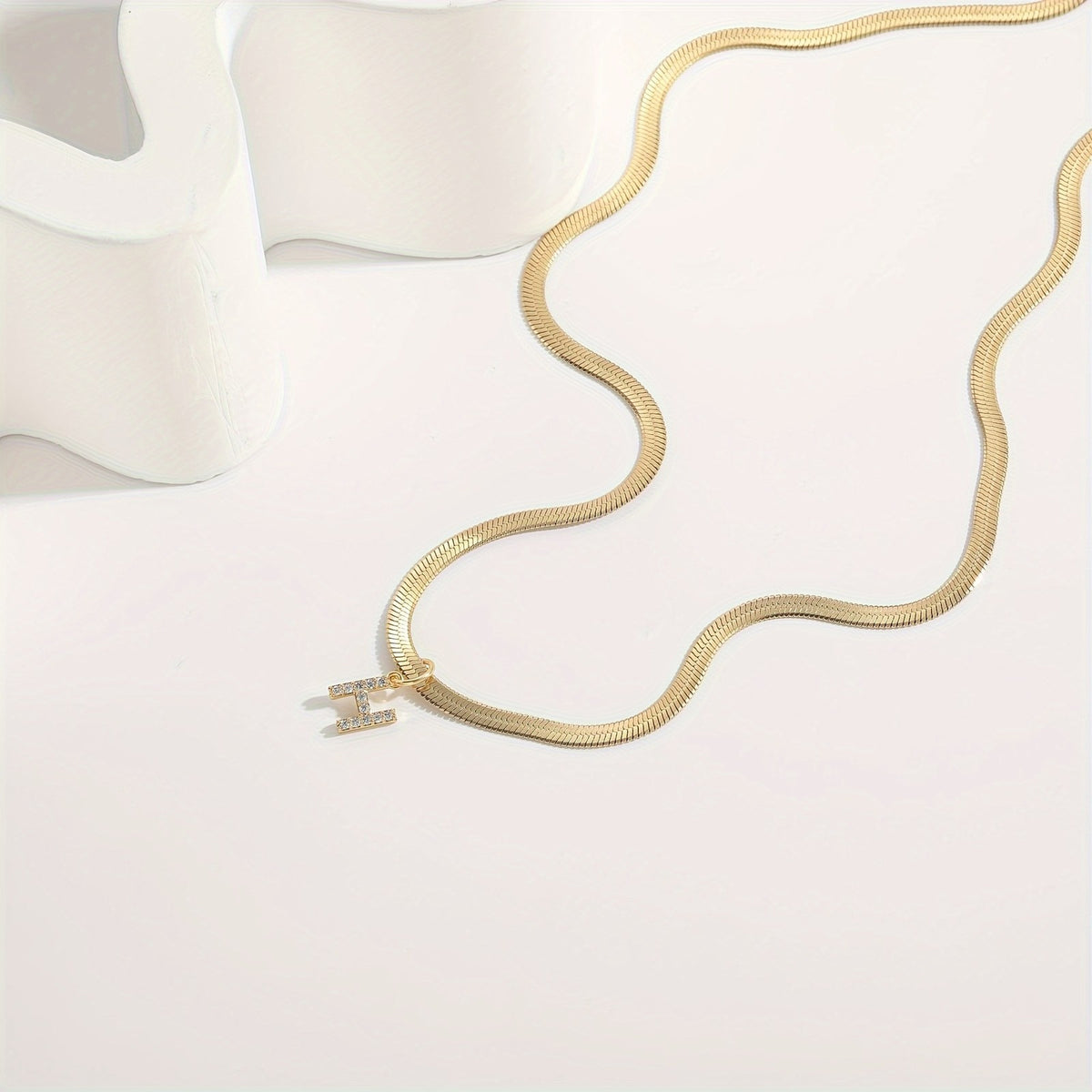 Crystal Initial Snake Chain Necklace