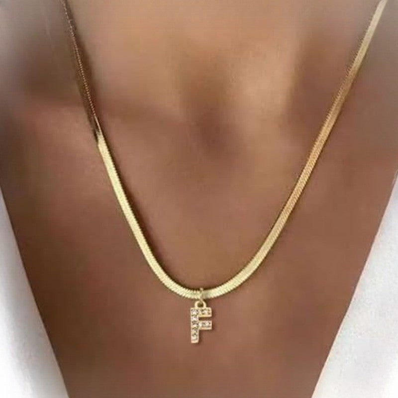 Crystal Initial Snake Chain Necklace