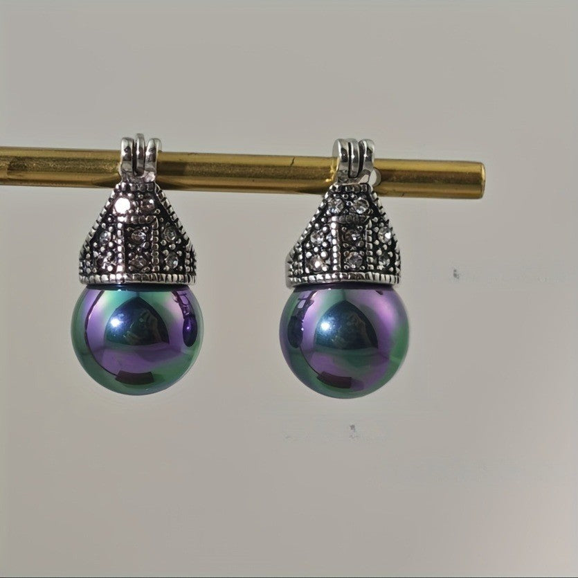 Iridescent Dome Drop Earrings