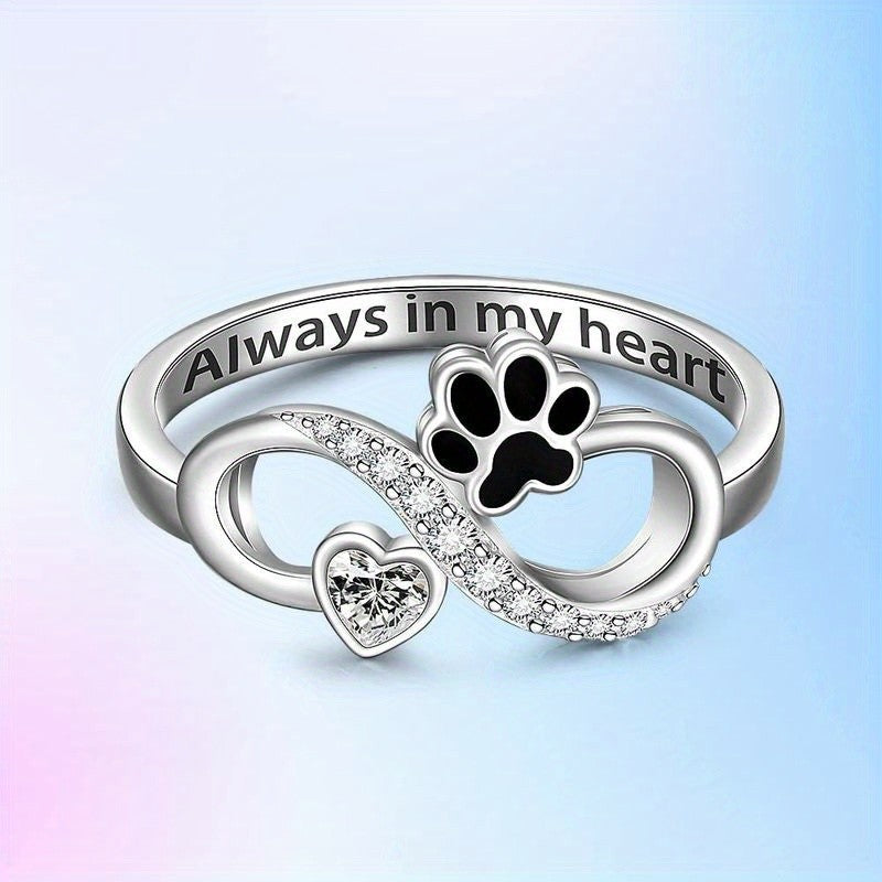 Paw Print Infinity Ring