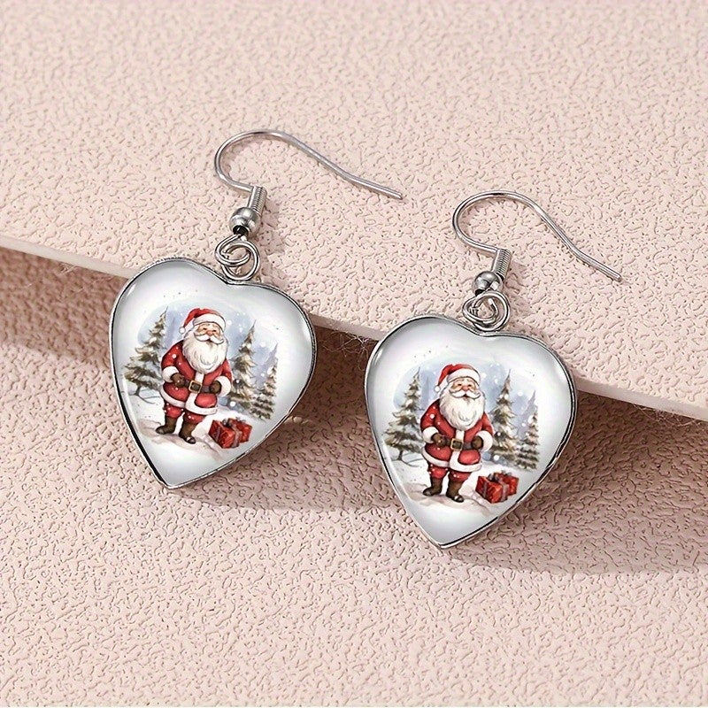 Santa Heart Drop Earrings