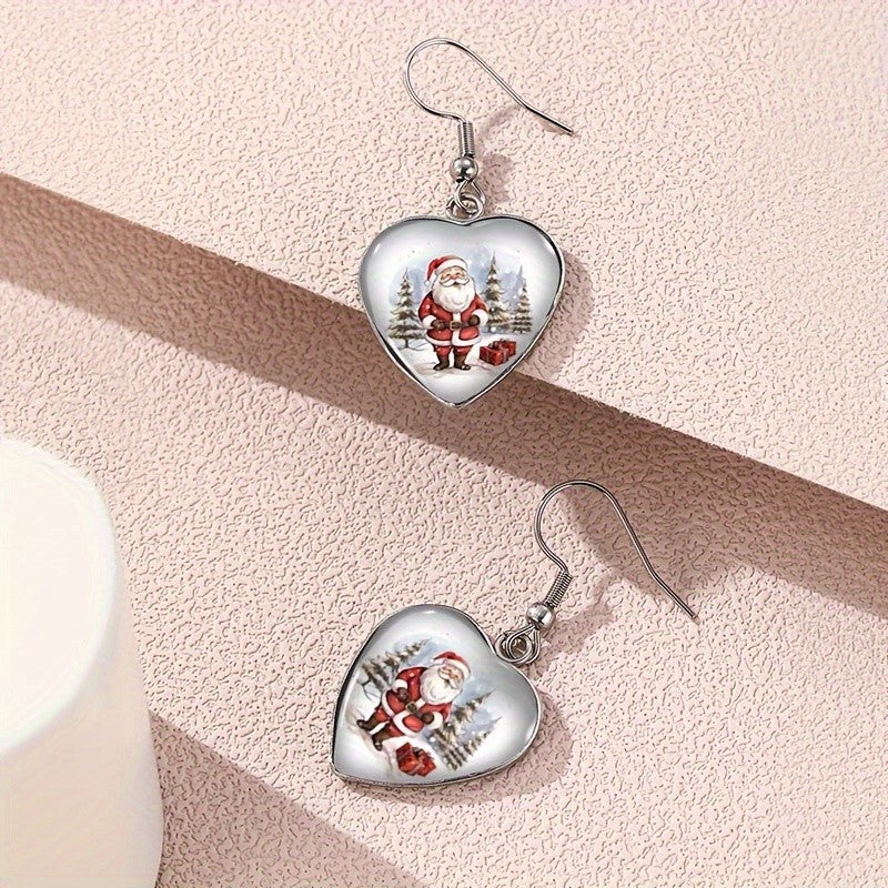 Santa Heart Drop Earrings
