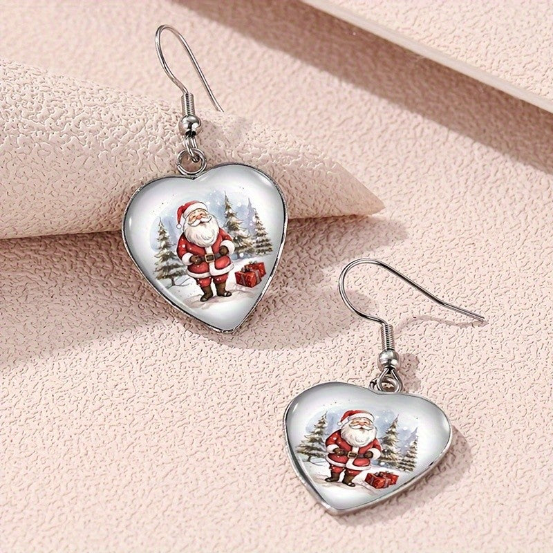 Santa Heart Drop Earrings
