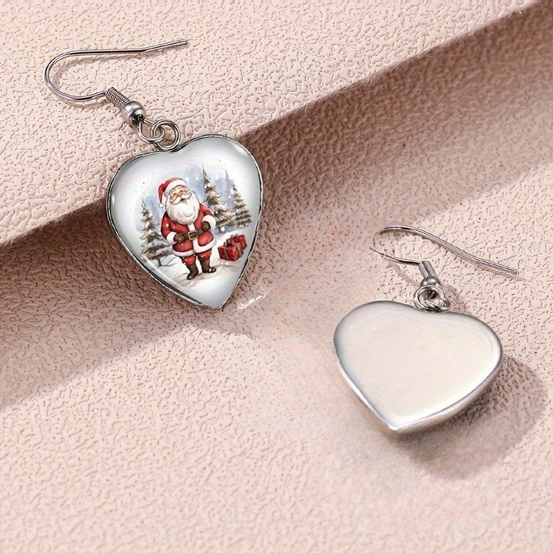 Santa Heart Drop Earrings