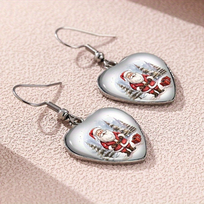 Santa Heart Drop Earrings