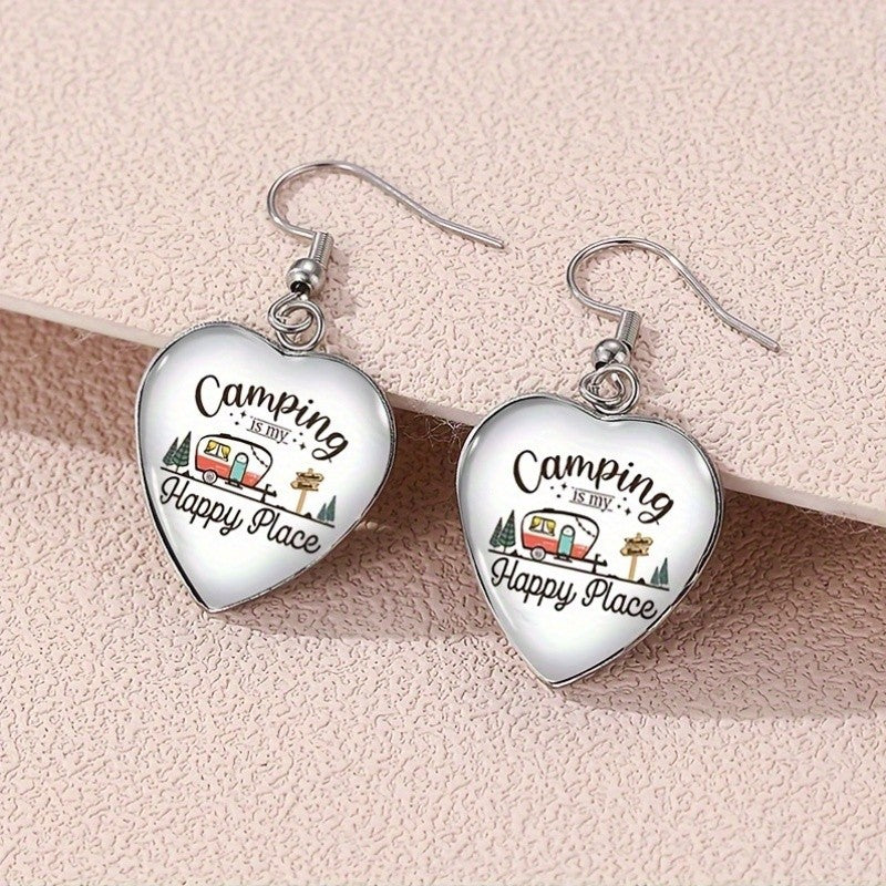 Camping Heart Dangle Earrings
