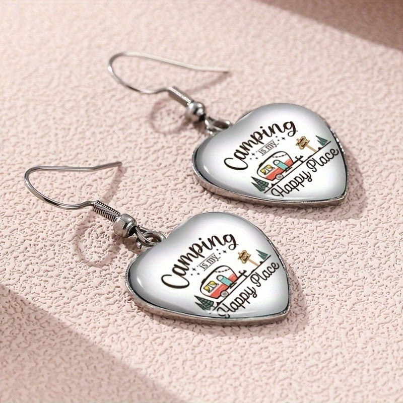 Camping Heart Dangle Earrings