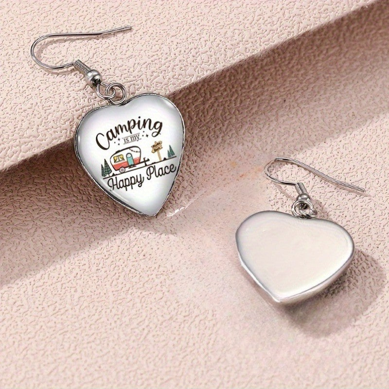 Camping Heart Dangle Earrings