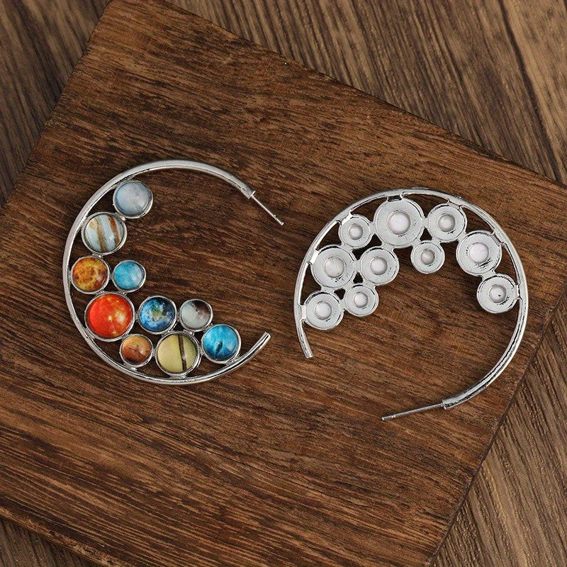 Planetary Crescent Hoop Earrings