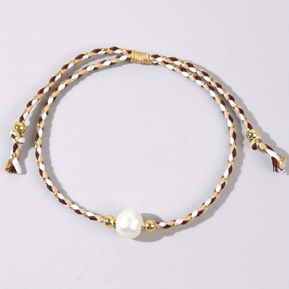 Multicolor Braided Pearl Bracelet