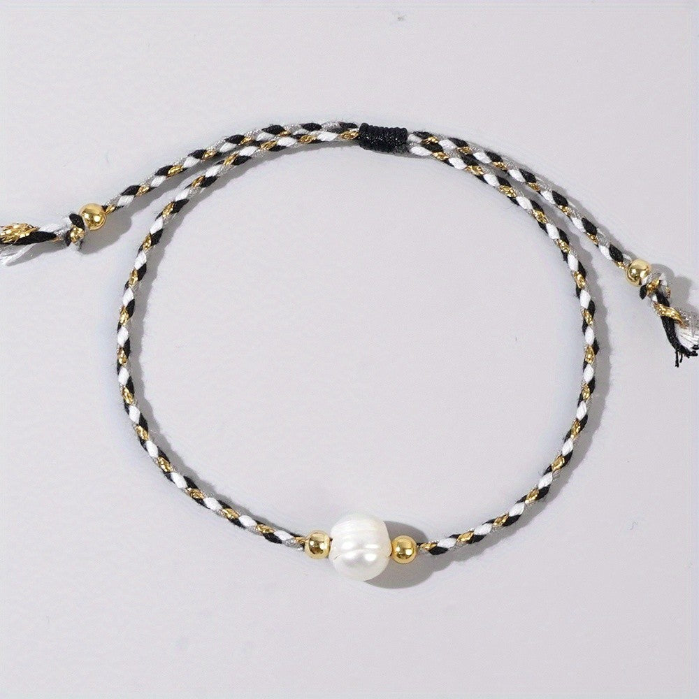 Multicolor Braided Pearl Bracelet