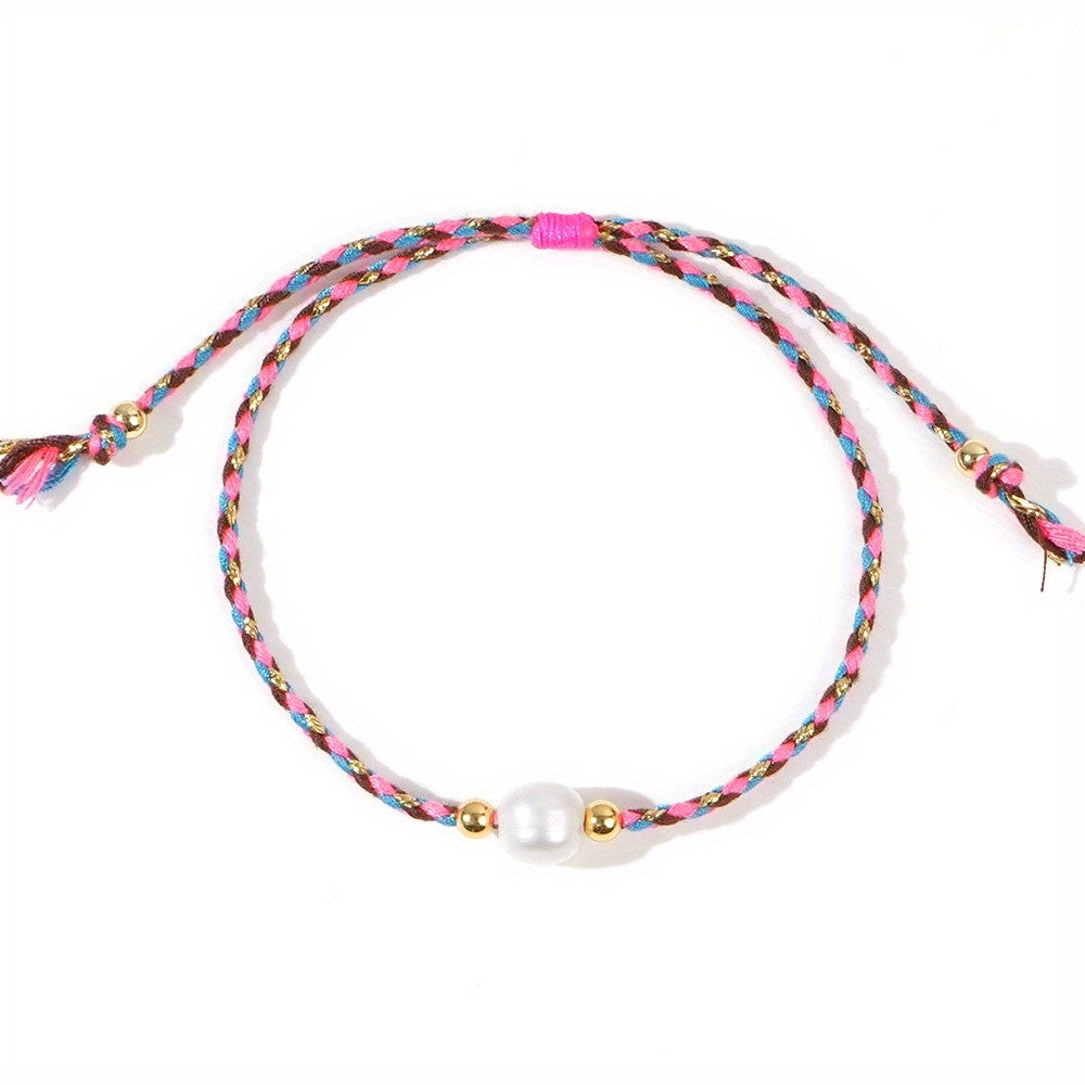 Multicolor Braided Pearl Bracelet