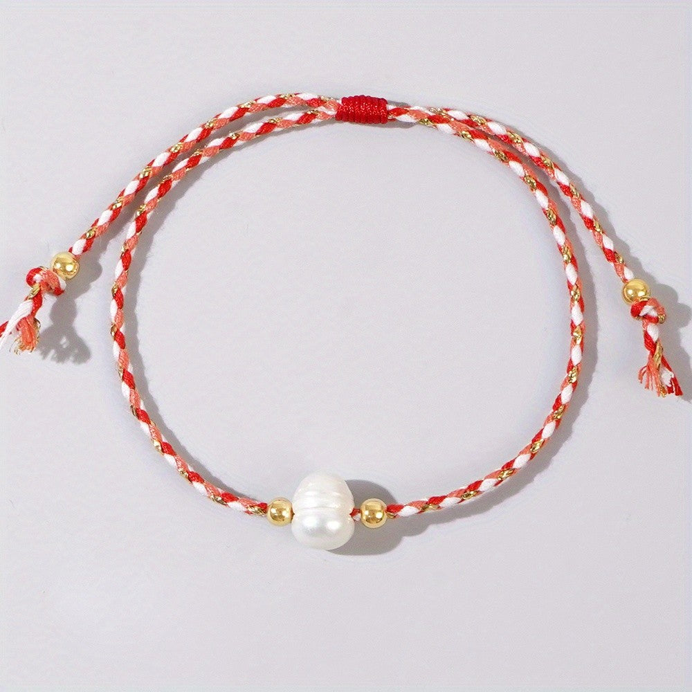 Multicolor Braided Pearl Bracelet