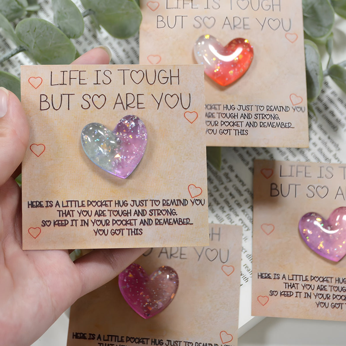 Pink Glitter Heart Pocket Hug