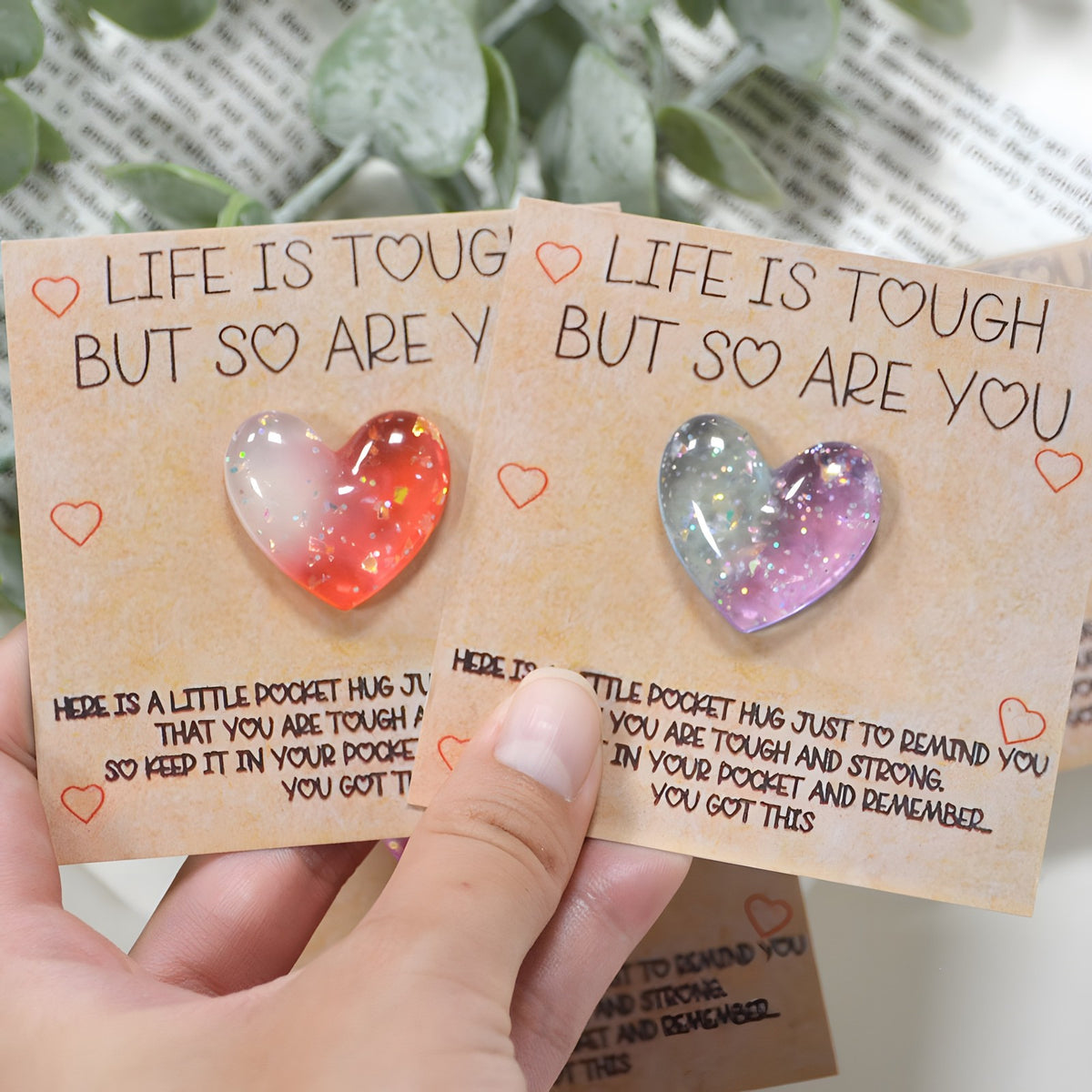 Pink Glitter Heart Pocket Hug