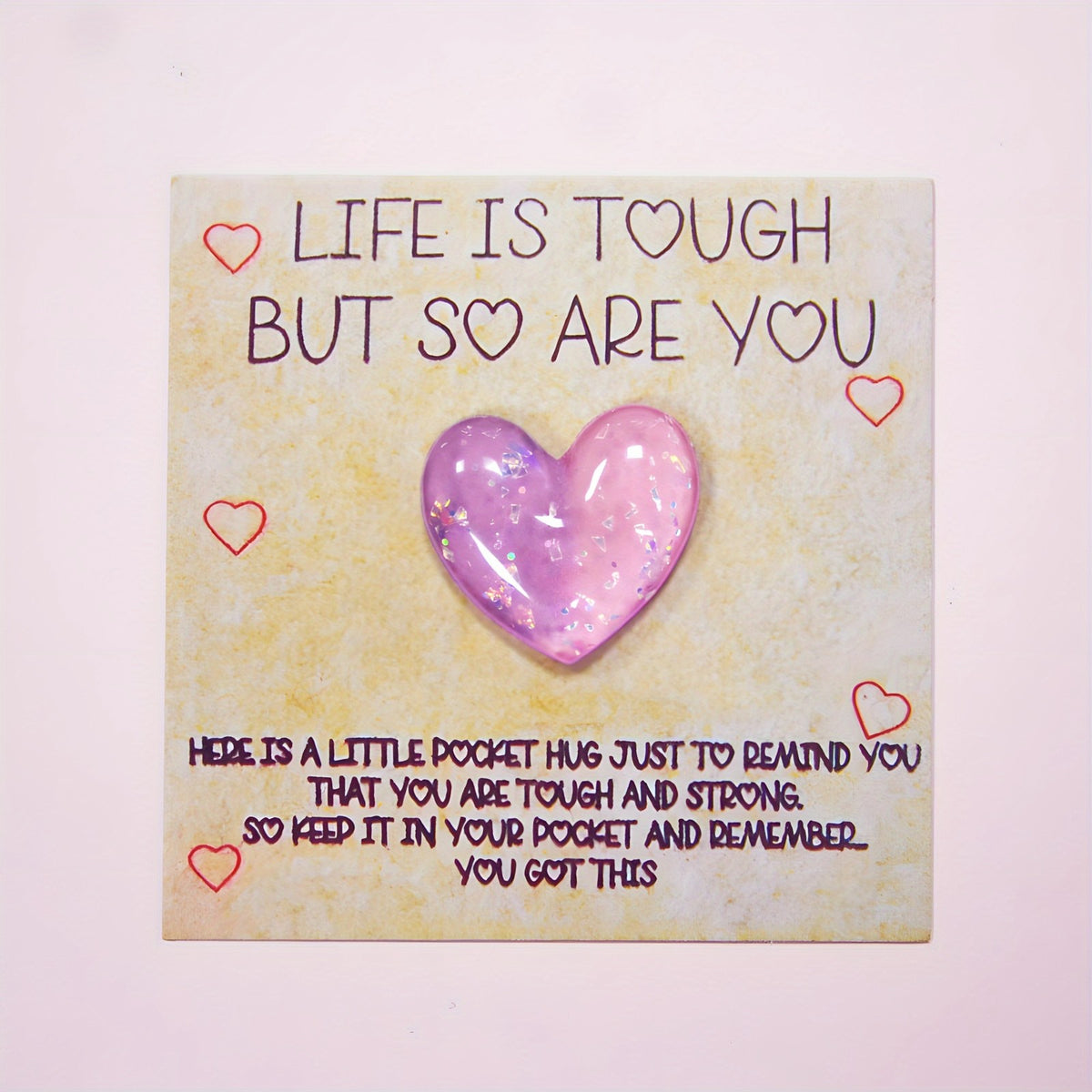Pink Glitter Heart Pocket Hug