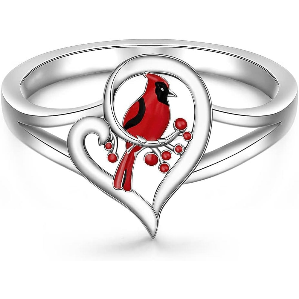 Red Cardinal Heart Ring