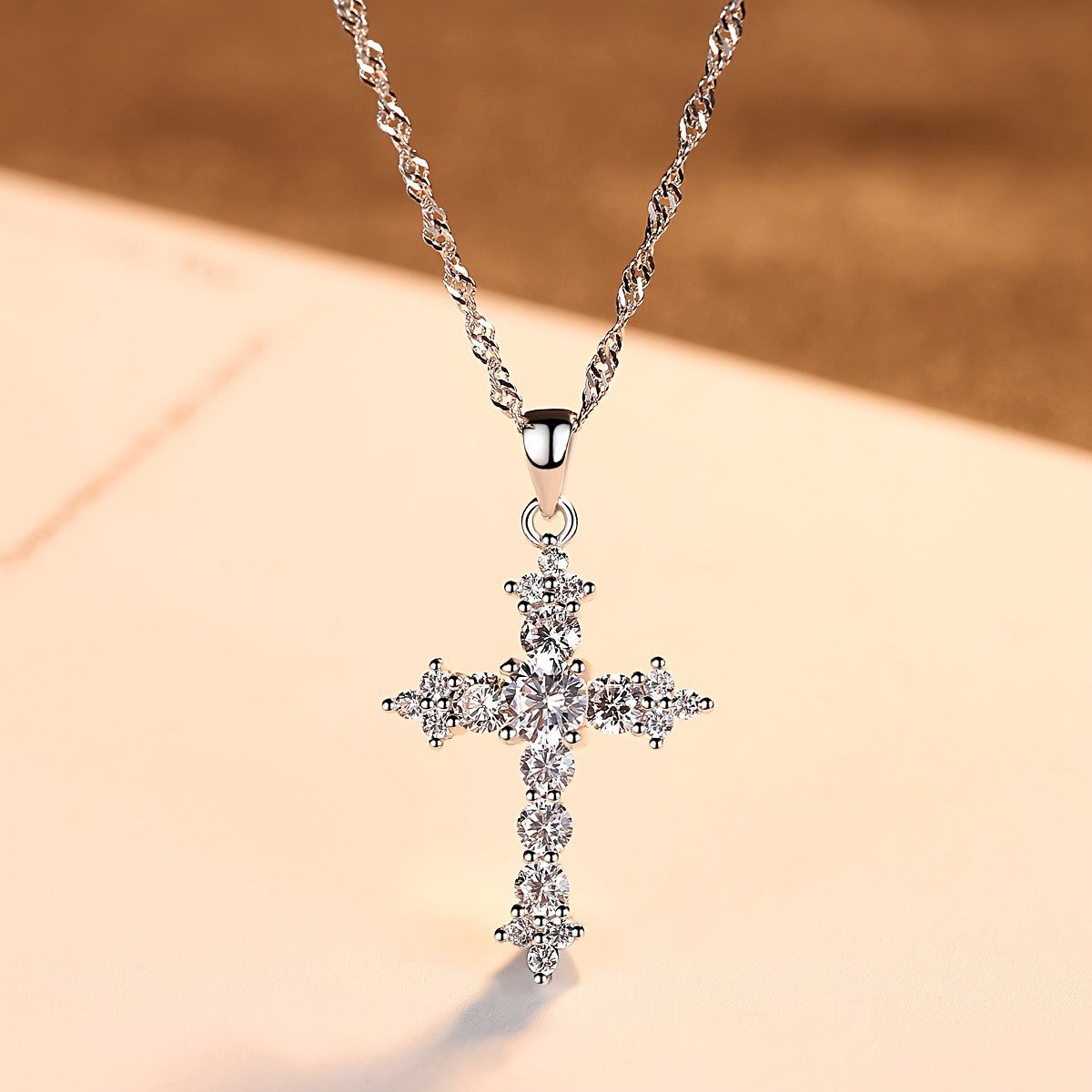 Crystal Pave Cross Necklace