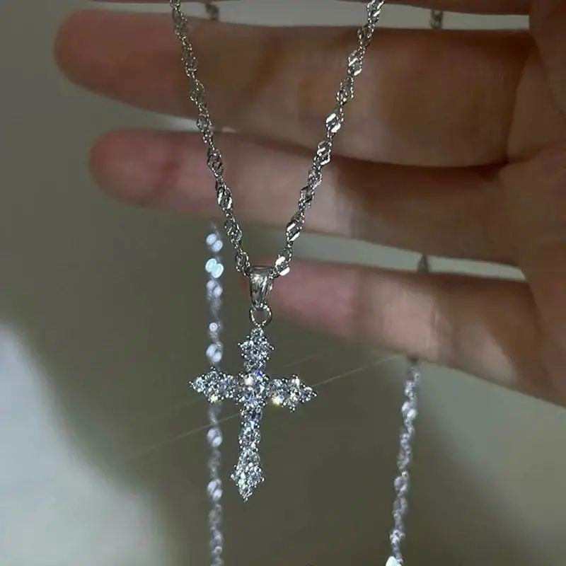 Crystal Pave Cross Necklace
