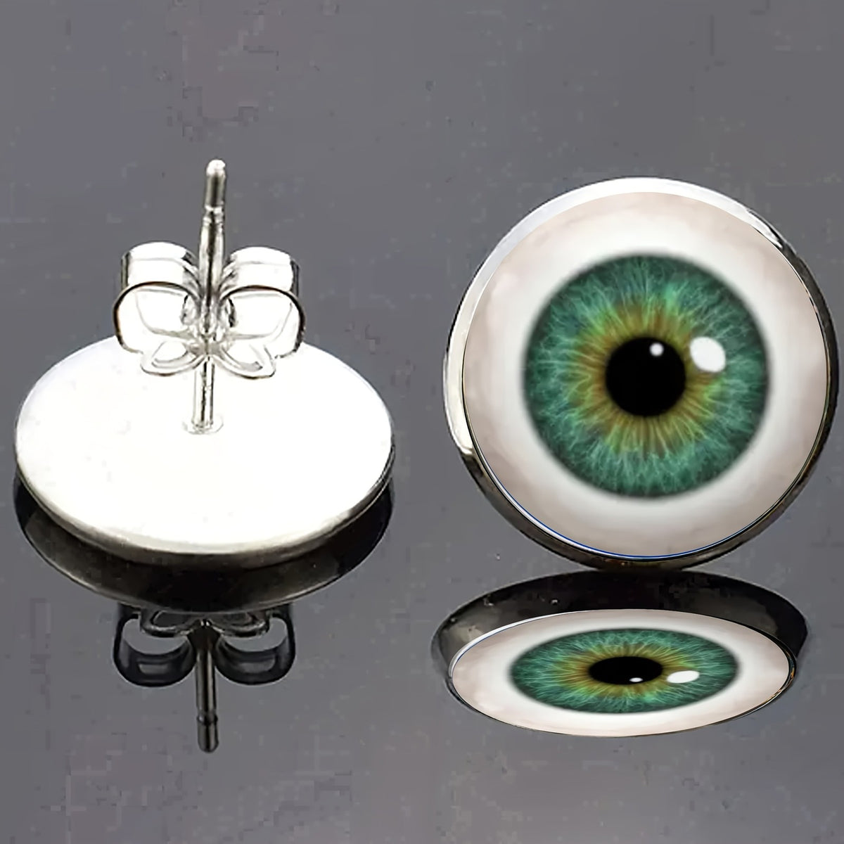 Green Iris Stud Earrings