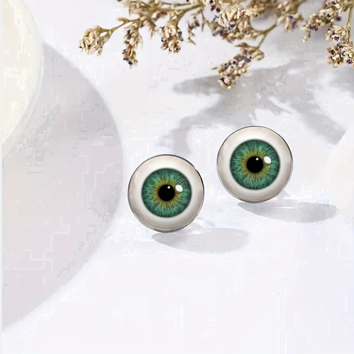 Green Iris Stud Earrings