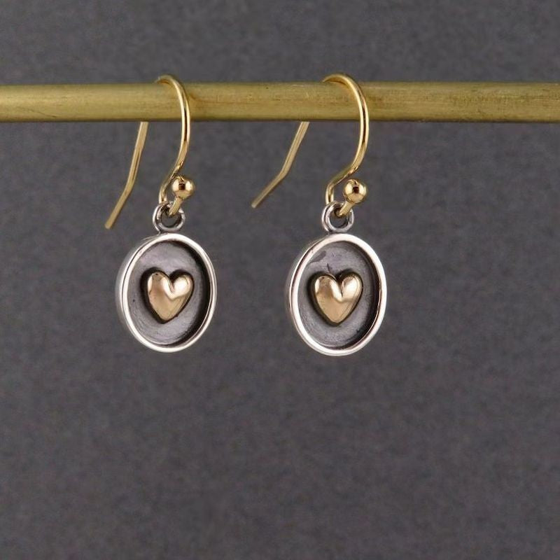 Black Oval Heart Drop Earrings