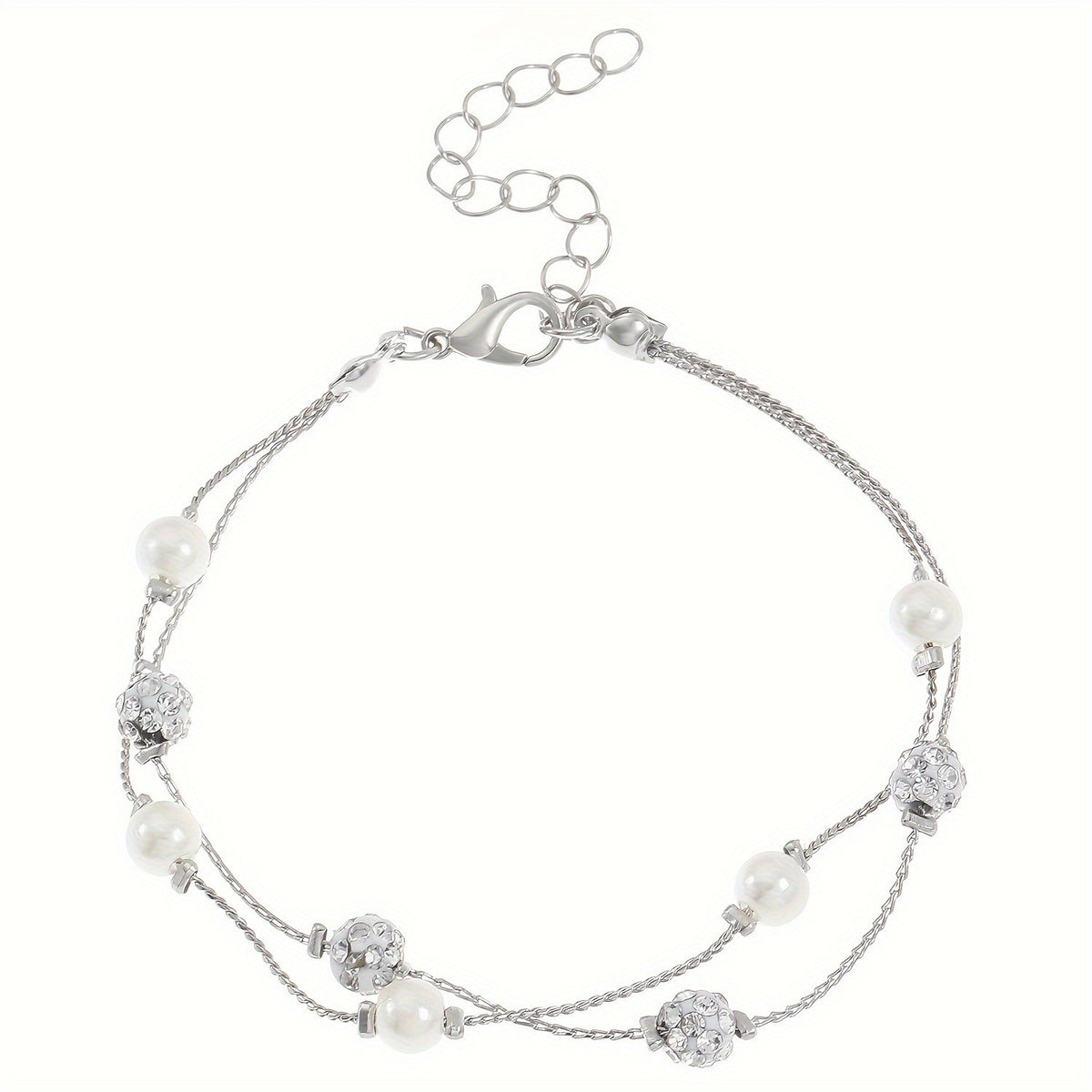 Pearl & Crystal Double Layer Bracelet