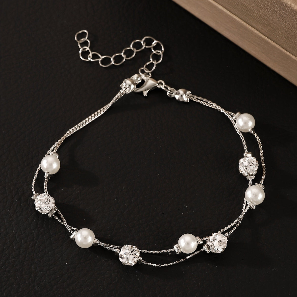 Pearl & Crystal Double Layer Bracelet
