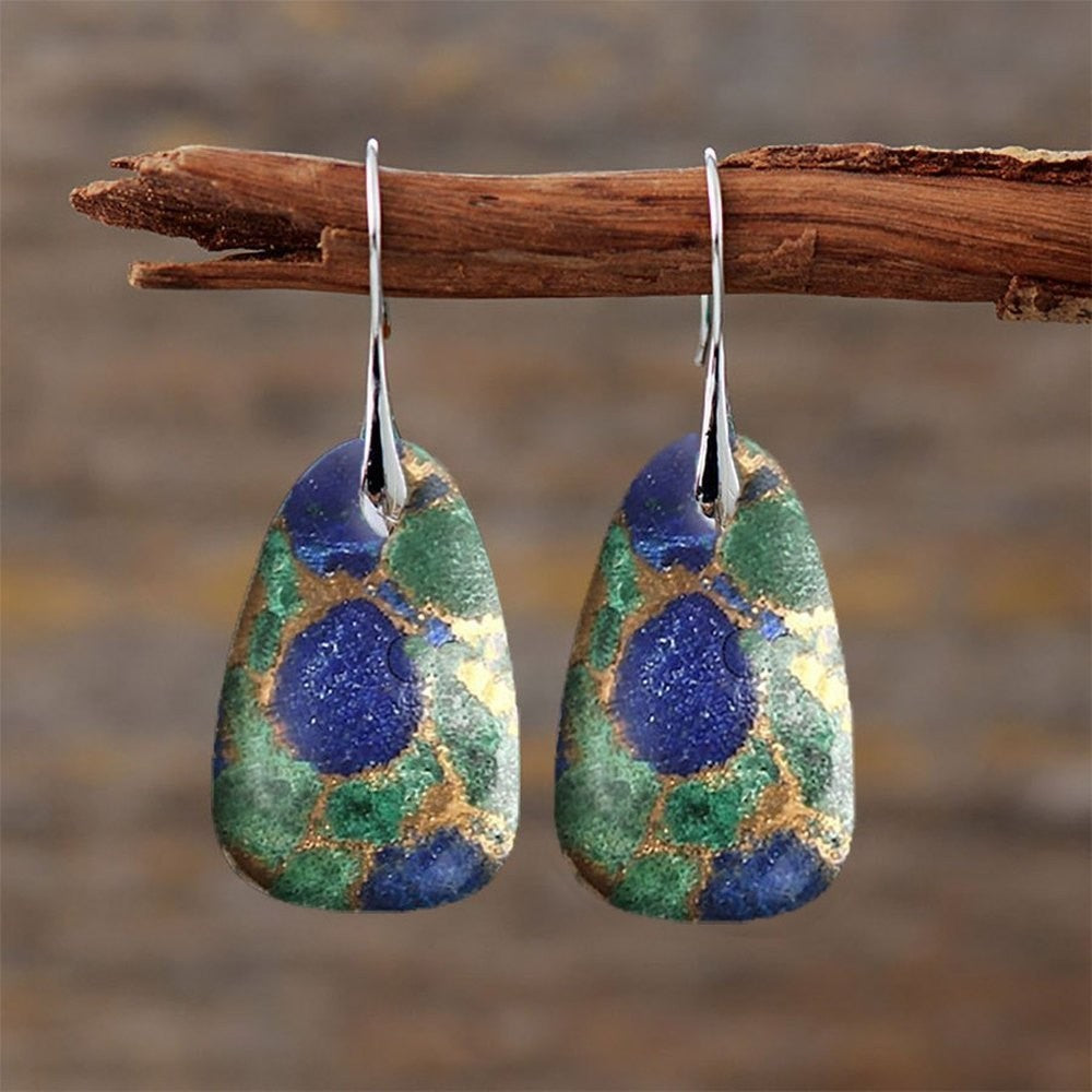 Blue & Green Mosaic Drop Earrings