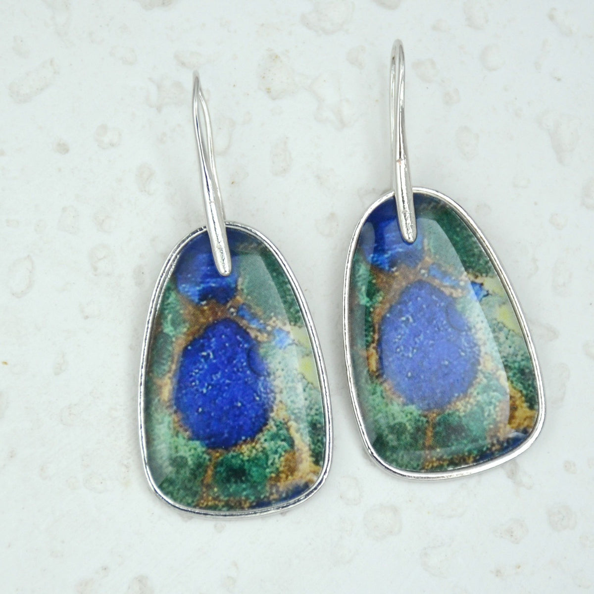 Blue & Green Mosaic Drop Earrings