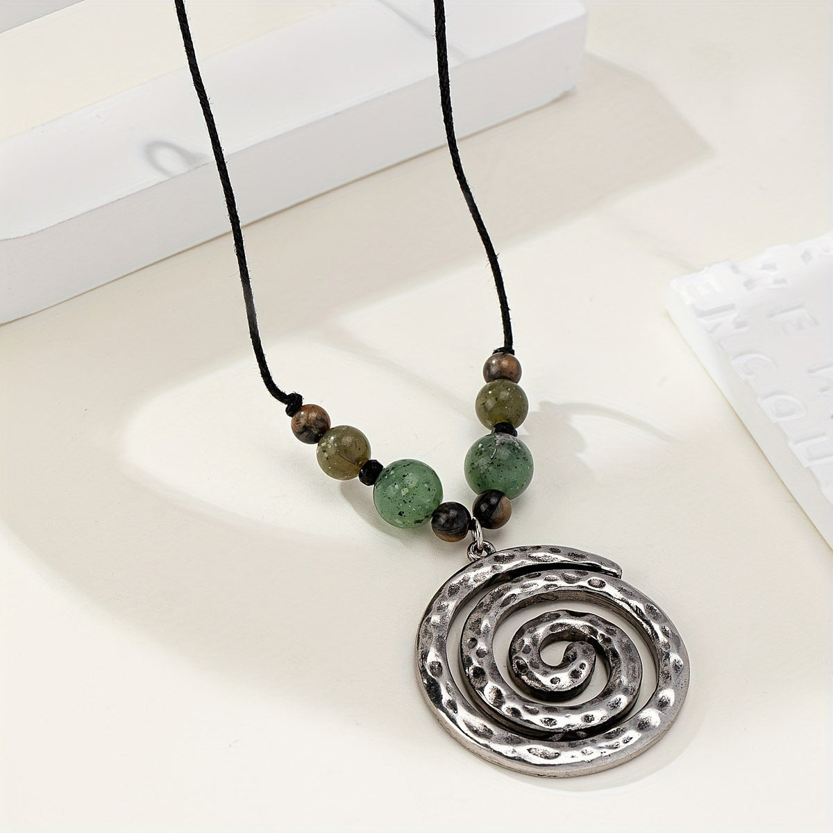 Textured Spiral Bead Necklace